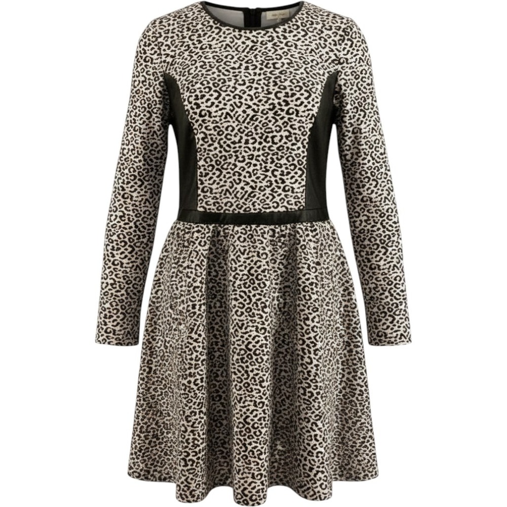 Guess Girls White Leopard Animalier Jacquard Dress Faux Leather Trim Size 16 NEW